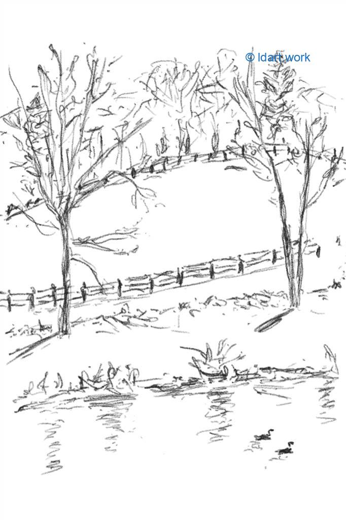 Drawing a pond - Dessiner un étang | Reflexion 062922 1