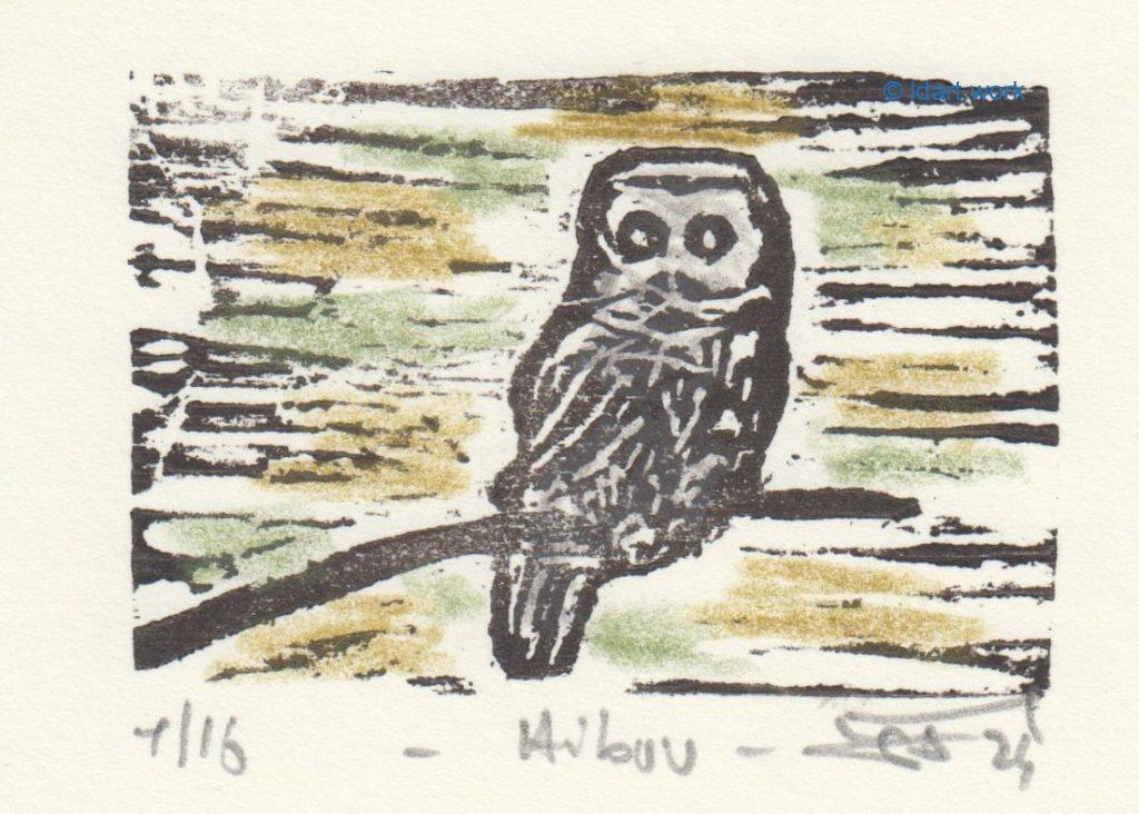 7 woodcuts of animals - 7 gravures sur bois avec animaux | 2024 6 woodcuts: hibou