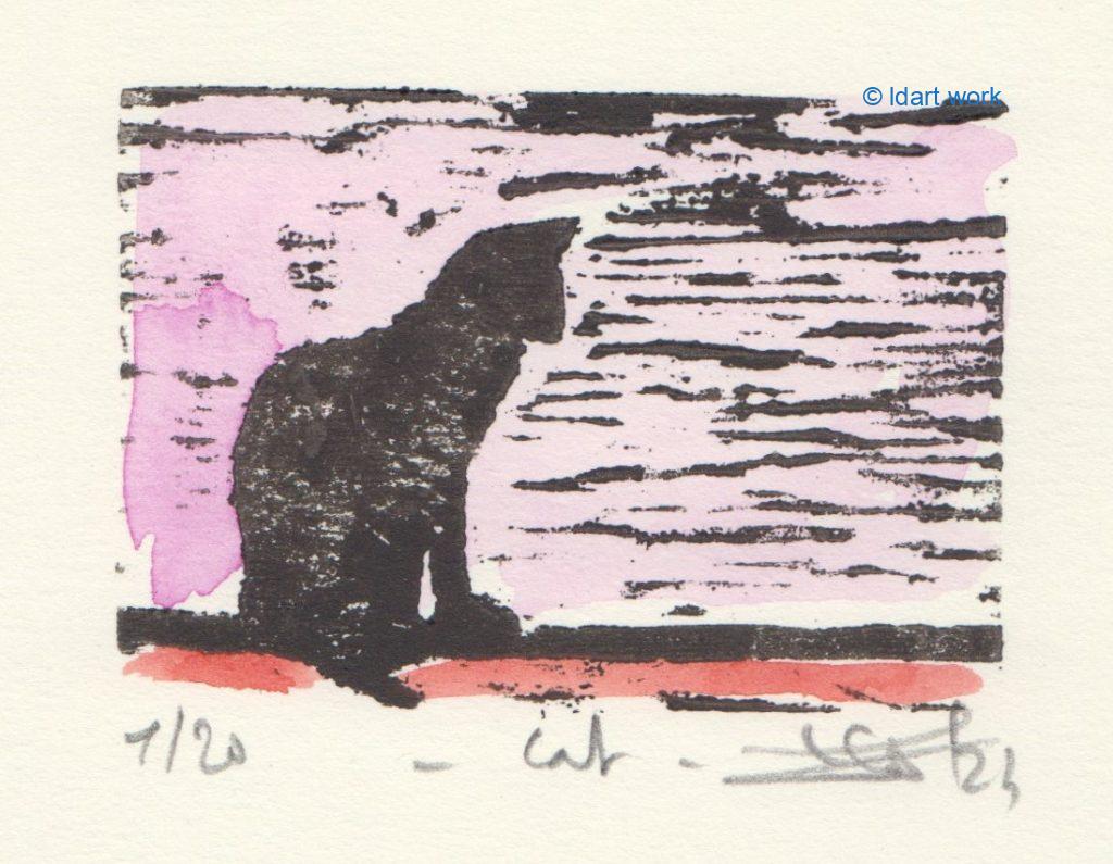 7 woodcuts of animals - 7 gravures sur bois avec animaux | 2024 2 woodcuts: cat